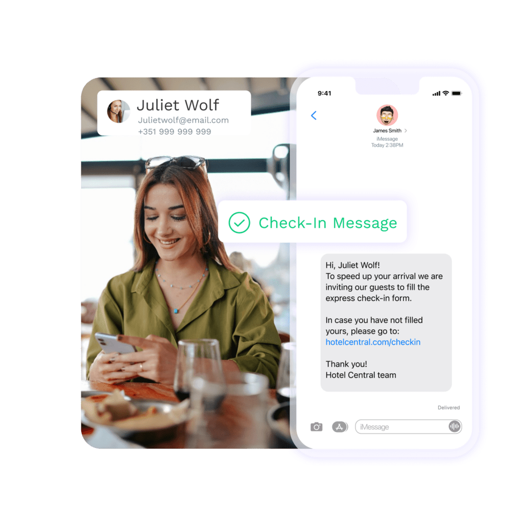 Landing page sms marketing check in out channels - de