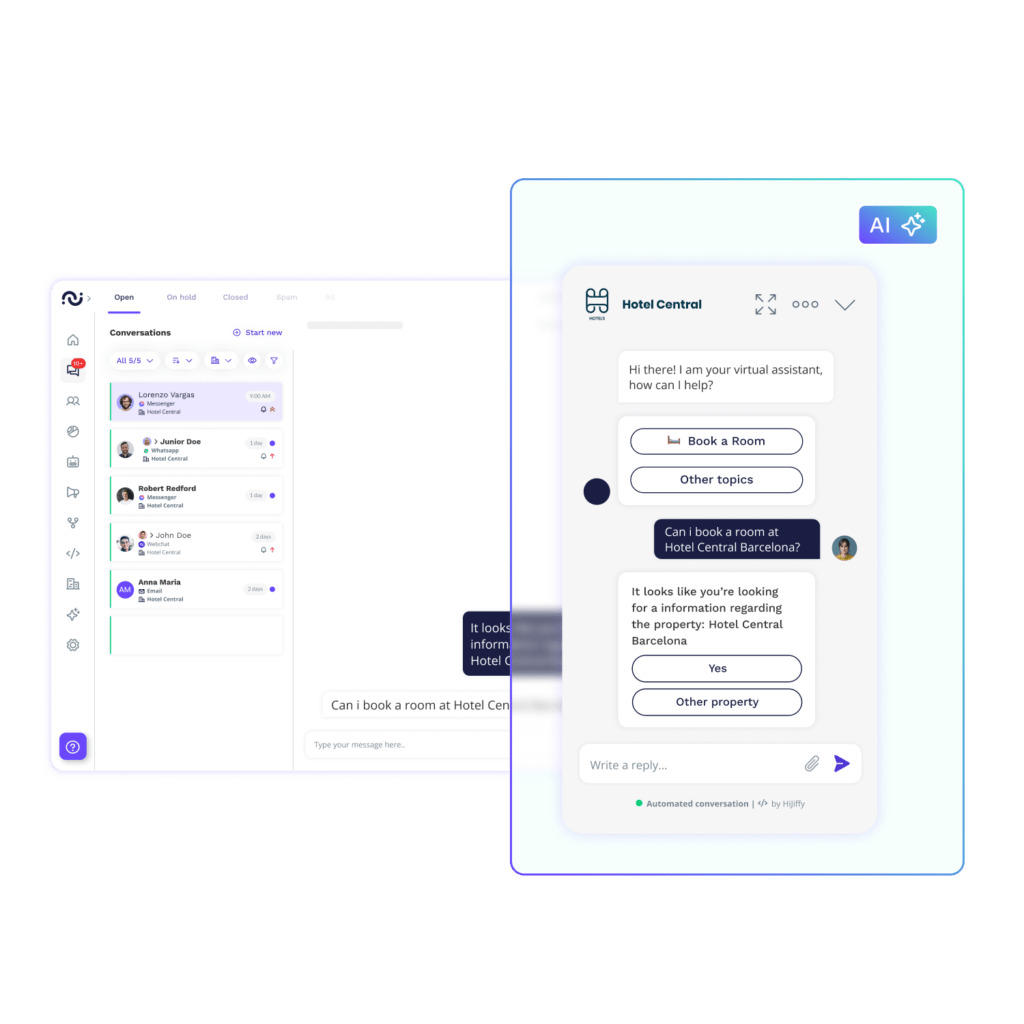 Revenue managers this one is about centralised communication showing that all the chats flow into one console. X persona – front office – es