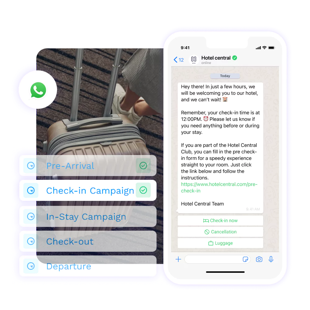 On-arrival hotel welcome messages