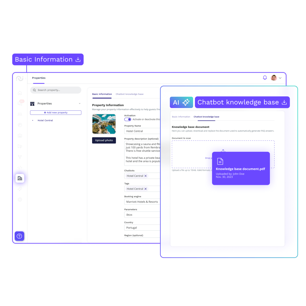 Multi property management knowledge base per property boost teamwork and productivity es